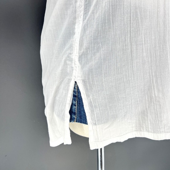 Lauren Ralph Lauren White Cotton Button Down Tunic Shirt Small roll tab *flaw - Picture 7 of 14